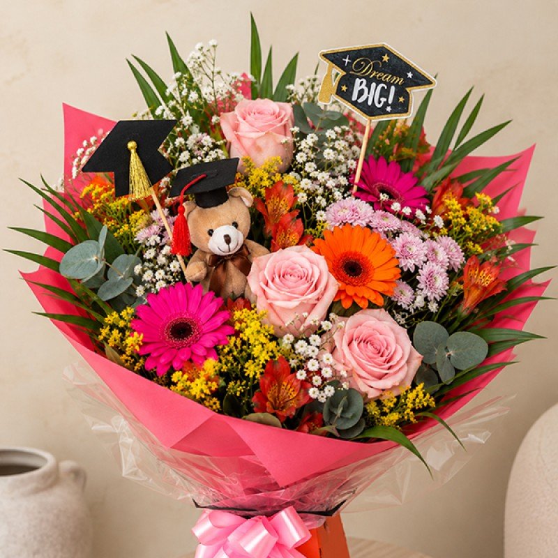 Mixed flower graduation bouquet by LoveBlooms.ie