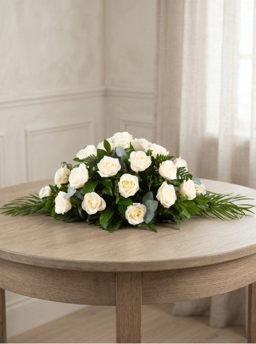 White Casket Spray